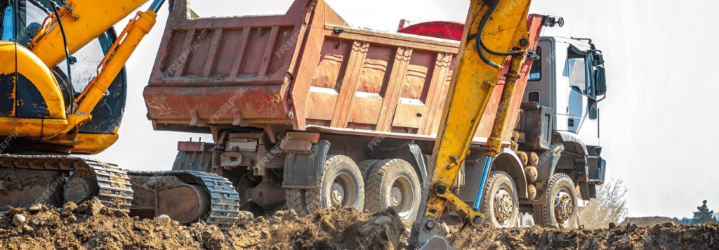 excavator load offroad truck